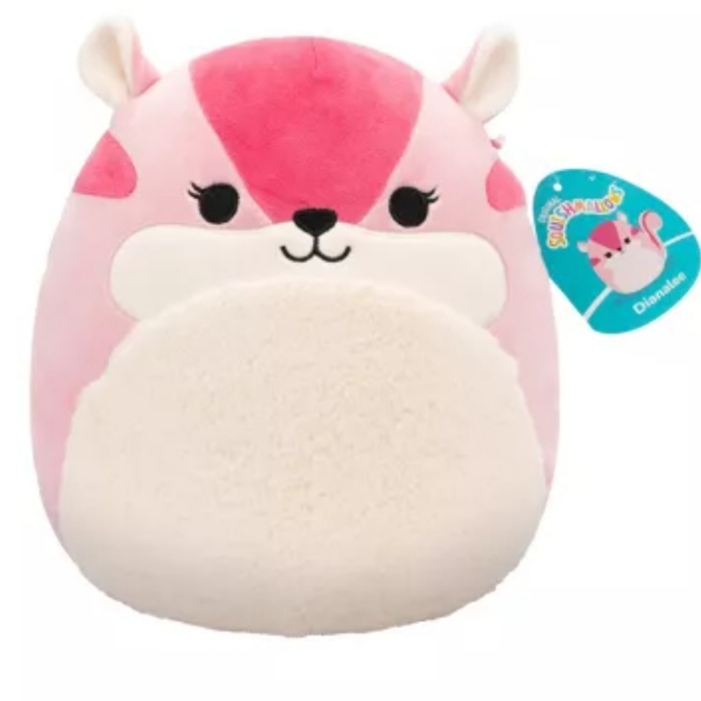 Squishmallows 11'' Dianalee Pink Chipmunk with Fuzzy Belly Plush